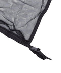 Double Layer Car Ceiling Cargo Net For SUV Truck Van, Roof Storage Organizer with buckle and mesh detail in black polyester.