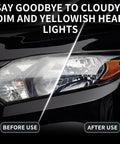 Car headlight before and after using Ceramic Coating Spray Kit Two Pack Dope For Quick Detailing, High Gloss Car Polish And Paint Sealant