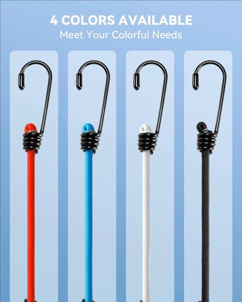 Mini Bungee Cord Set With 20 Pcs Assorted Sizes 2 Inch 4 Inch 6 Inch 8 Inch 6mm Diameter 2.5x Stretch Black Small Bungee Straps Upgraded Steel Hooks UV Protected For Securing Tools Gear And Small Items