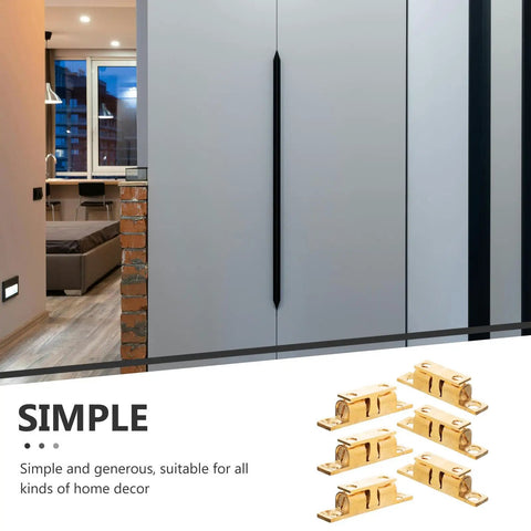 Brass Ball Catch For Wardrobe And Cabinet Doors, No Fuss Install Hidden Door Latch With Screws, 6 Pack, depicted near modern cabinet