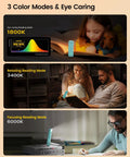 Glocusent USB rechargeable clip-on book light; portable LED reader lamp with 3 amber color modes and 5 brightness levels
