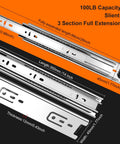 14 Inch Full Extension Drawer Slides 4 Pairs 8 Pieces Side Mount Cabinet Glides 14 Inch Silver Rails For Dresser Cabinet Kitchen Wardrobe Trash Can Beefy 100 LB Capacity Smooth Quiet Close And Heavy Duty Build, silver 14-inch 3-section slide