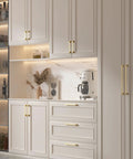 5 Inch Brushed Gold Cabinet Pulls Set Of 10 Zinc Alloy Handles for kitchen cabinets and dressers, installed in modern kitchen.