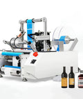 Heavy Duty Automatic Round Bottle Label Applicator Smoothly Handles Double Sided Tagging For Bottles And Jars 10 To 150 Mm side view with bottles