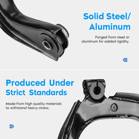 Heavy Duty Front Upper Control Arm Suspension Kit With Ball Joint, Tie Rod End And Sway Bar Link For Buick Rainier, Chevy SSR, Trailblazer, Trailblazer EXT, GMC Envoy, Envoy XL, Envoy XUV, Isuzu Ascender, Oldsmobile Bravada Left And Right, steel/aluminum arm close-up