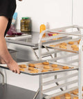 Pro Grade Aluminum Baking Sheet Pan For Oven 18 Inch Long By 26 Inch Wide By 1 Inch Deep Cookie Sheet 12 Pack in bakery use