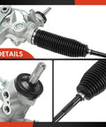 Close-up of hydraulic power steering rack and pinion for Chevrolet Silverado 1500 and GMC Sierra 1500 2007 to 2013 (LHD).