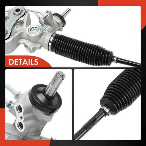 Close-up of hydraulic power steering rack and pinion for Chevrolet Silverado 1500 and GMC Sierra 1500 2007 to 2013 (LHD).