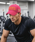 Man wearing Golf Cap With I Fix Shit Thats What I Do Print Quick Dry Baseball Hat For Him in a gym setting.