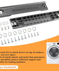 2026 Upgraded Front Load Washer Dryer Stacking Kit For 27 Inch Machines includes brackets, guides, screws, and plastic frame.
