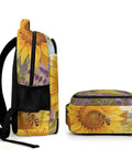 Go To Unisex Daypack With Large Capacity Sunflower Lavender Bee Farm Print Polyester Backpack side view