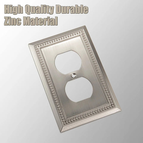 Sunken Pearls Beaded Heavy Duty Decorative Wall Plate And Switch Cover Satin Nickel Finish 3 Pack Single Duplex