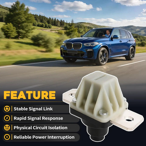 High Voltage Pyro Fuse Actuator Battery Disconnect Switch Heavy Duty Fix Fit For BMW i4 iX iX3 i7 i5 X5 X6 XM 2021 2026 close-up with BMW X5 background.