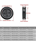 Diagram of DIY Ready All In One Rubber Grommet Kit For Wiring With 51 Black Grommets in Six Hole Sizes, dimensions labeled.