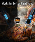 0.5 Second Instant Read Digital Meat Thermometer With 0.5 Degree Fahrenheit Precision in blue using probe on roasted turkey