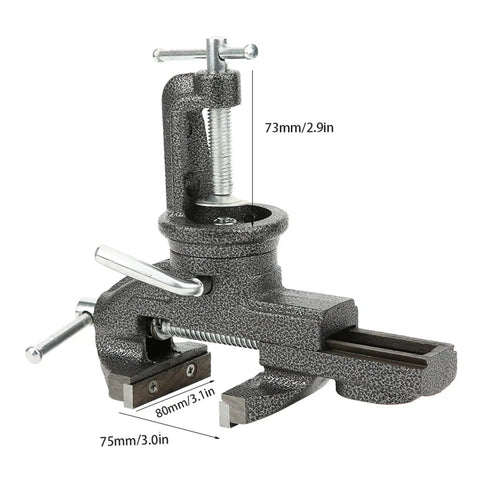 Compact Bench Vise Clamp With 360 Degree Rotation For Jewelry Making And Woodworking, Tool Free Table Edge Mount Fits Up To 2.4 Inch Thick Surfaces, Dope Heavy Duty Cast Iron Hobby Bench Vice For Crafts And Metalworking, 80mm jaw, 73mm height