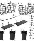 Pegboard Organizer Kit 18 Pack With Hooks Baskets Cups And Trays For Garage Workshop And Craft Room Universal One Eighth And One Quarter Inch Pegboards