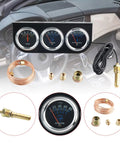 BAGARAATAN triple gauge kit with 2'' chrome oil pressure, water temp, AMP gauges; copper line and brass fittings.