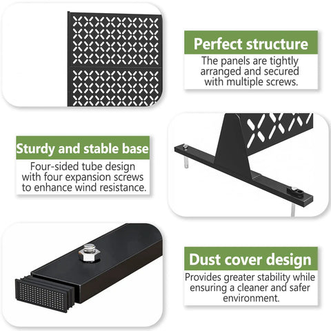 Outdoor Metal Privacy Fence Panels 72 Inches Tall By 46 Inches Wide Freestanding Privacy Screen structural details