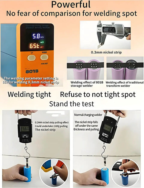 Beast 11.6KW Induction Battery Welder For Lithium Packs display with parameters and nickel strip resistance tests