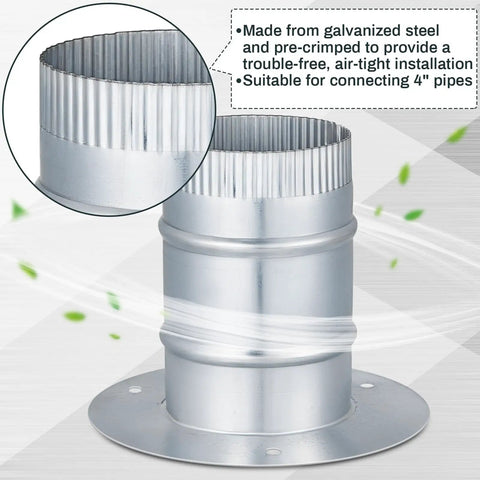 Real Sturdy 4 Inch Duct Connector Flange Galvanized Steel Pipe Collar Cuts Labor In Half With A Snap Tight Seal For Flexible Or Rigid Air Tubes Solid Dryer Exhaust Hvac Rig