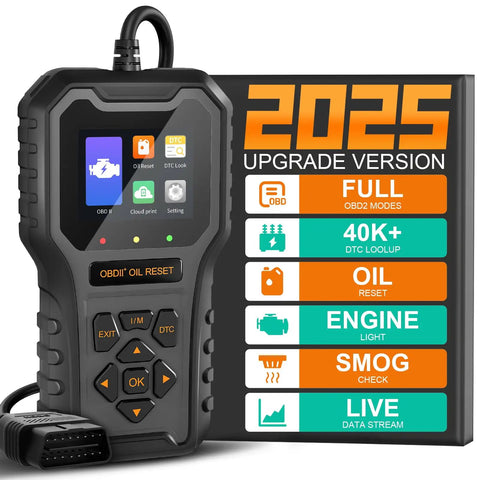 OBD2 Car Code Reader And Oil Light Reset Scanner For 1996 And Up Cars, OBDII Diagnostic Tool display with features list
