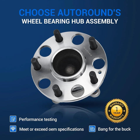 Rear Wheel Hub Assembly For Honda Accord 2013-2015 And 2018-2023, Acura TLX 2015-2020, 5-Lug, Rear Left Or Right, 4-Hole Flange, No Speed Sensor.