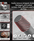 Six Piece Three Eighths Inch Drive Impact Wedge Extractor Set Heavy Duty Easy Out Bolt Remover Kit for broken screws removal