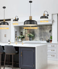 Farmhouse Pendant Lights Set, 2-Piece Adjustable Hanging Fixtures With Hammered Metal Shades, 12.4 Inch Blue Pendant Lighting For Kitchen Island