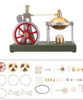 Retro Steam Engine Kit For DIY Assembly, Metal Steam Engine Model With Spherical Boiler, Clear Cylinder Piston View, Large Flywheel