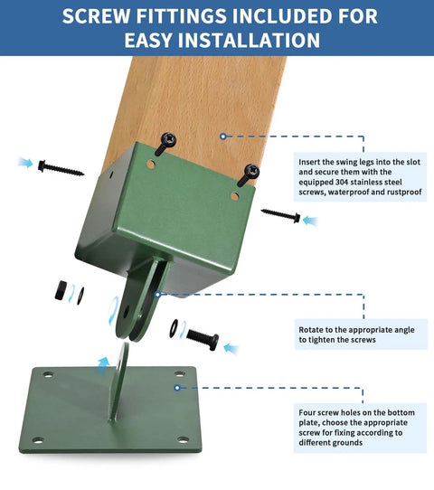 Sturdy Adjustable Swing Set Brackets Kit With Mounting Hardware For 4x4 Wood Posts Fits Actual 3.6x3.6 Inches 4 Pack Base For Backyard Playset Green Upgrade