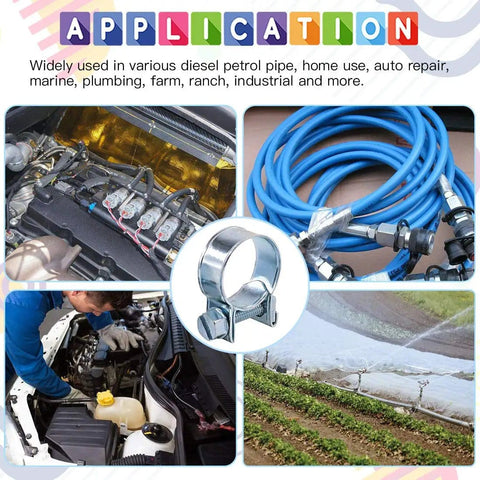 84 Piece Mini Fuel Injection Style Hose Clamp Set, 10 Clamp Sizes, Beefy Zinc Plated Steel, Fits Diesel And Gas Lines, Application Uses