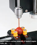 Slick Mini Bench Drill Press Featuring 4000 Rpm Precision Benchtop Drilling Machine With B10 Chuck, drilling through beads.