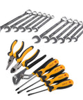 Wrenches, pliers, and screwdrivers from 205 Piece Mechanics Tool Set With Sockets Wrenches Hex Keys Pliers And Screwdriver Bits In Sturdy Box Organizer For Auto Repair And DIY Projects And Carry Case