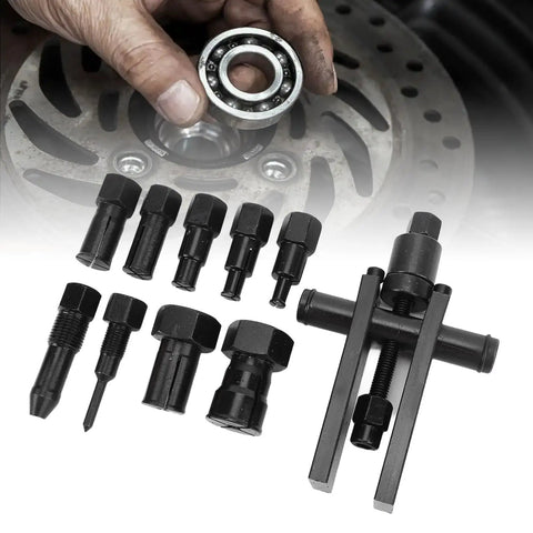 Pro Motorcycle Bearing Puller Tool Kit With Seven Collets For 8 To 25 Mm Wheel Hub Extraction Uses Alloy Steel Rod For Safe Extraction Eliminating Spindle Bearings Without Damage Saving Time And Cash On Bikes Keeping Ride Running Smooth. seven collets and bearing hub