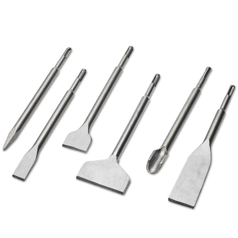 Six Piece SDS Plus Chisel Set For Concrete Tile Removal Wall Chasing And Floor Scraping Made From 40CR Steel For Tough Durability