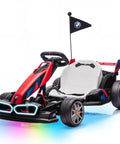 Red BMW Licensed Drift Electric Go Kart For Kids With Dual Motors And Adjustable Seat Led Lights Drift Mode Two Speed Options