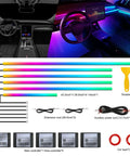 Acrylic Interior Car LED Strip Lights Kit RGB 6 In 1 With Wireless App Control 175 Inch Total Length 593 LEDs Fiber Optic Neon Ambient Lighting