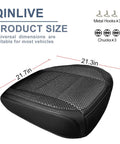 Ventilated Black Bottom Car Seat Cover With 3D Air Mesh, universal fit, product size dimensions, metal hooks included