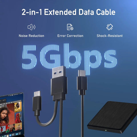 External CD And DVD Drive For Laptop With USB Connection And Extended 31.5 Inch Data Cable For Flexible Placement On Desk Or Shelf Plug And Play Portable Optical Drive For Easy Data Transfer with USB-C and USB 3.0 cable