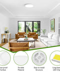 7 Inch Dimmable LED Flush Mount Ceiling Light 15W 1200LM 5000K Daylight White installed in modern living room