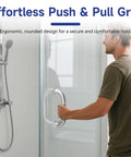 Six Inch Center To Center Glass Shower Door Handle Fits One Quarter To One Half Inch Thick Glass Brushed Nickel Finish Easy DIY Install Slick Stainless Steel With Smooth Grip For Everyday Use on glass shower door
