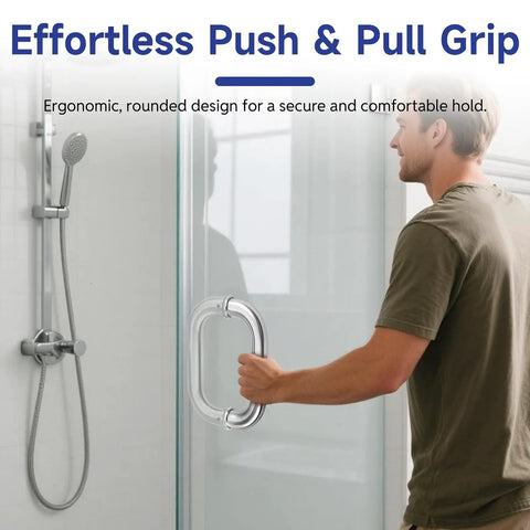 Six Inch Center To Center Glass Shower Door Handle Fits One Quarter To One Half Inch Thick Glass Brushed Nickel Finish Easy DIY Install Slick Stainless Steel With Smooth Grip For Everyday Use on glass shower door