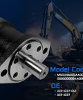 Beast Hydraulic Motor 103-1037 Replacement for Eaton Char-Lynn S Series With 11.4 Cu In Per Rev Displacement and 304 RPM High Torque Low Speed Orbital Powerhouse for Construction, Agriculture, and Mining close-up on excavator backdrop