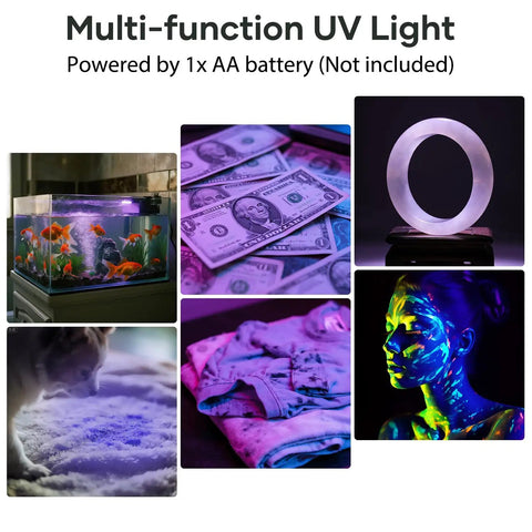 Images showing Pack Of Four 365Nm UV Blacklight Flashlights Led Ultraviolet Woods Lamp Detector For Dog Urine Pet Stains.