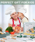 Toy 20-piece kids knife set, safe plastic kitchen tools, Amazon brand, front view with box