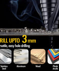 Four Spiral Flute Cobalt Step Drill Bit For Metal And Plastic, Twelve Step Unibit From Three Sixteenth To Seven Eighths Inch in use on metal