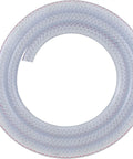 Coiled Reinforced Clear Braided PVC Tubing Flexible Hose Three Eighth Inch ID By Five Eighth Inch OD Ten Feet Clear Finish Tough As Nails