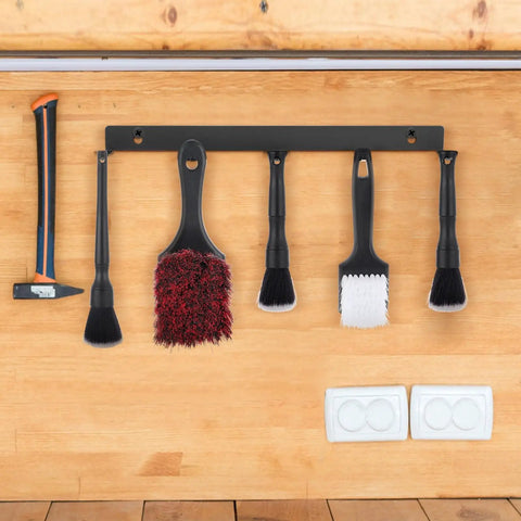 Two Pack Detailing Brush Hanger Wall Mount Organizer for Car Detailing with Five Hooks, Rustproof Metal Rack, 15.75 Inch Long