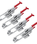 Four Beefy Self Lock Large Toggle Latch With 2000 Lbs Holding Capacity Heavy Duty Clamp And Adjustable U Bolt, 7.87 Inch Red Metallic